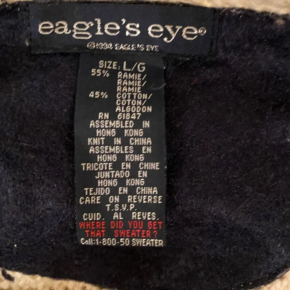 EAGLE'S EYE Vintage Cream Holiday Tree Felt Color Block Cardigan L - Picture 6 of 9